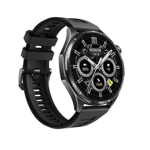 82551d7bfbe39c51353ba4473d1980f438108dba.jpg Đồng hồ thông minh Honor Watch 6 3,71 cm (1.46") AMOLED 46 mm Kỹ thuật số 464 x 464 pixels Màn hình cảm ứng màu đen GPS