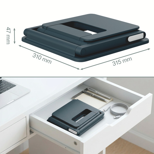 Giá đỡ laptop Leitz 65890089 Giá đỡ laptop Giá đỡ máy tính xách tay màu ghi sẫm 43,2 cm (17″)