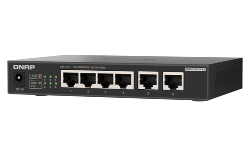 Switch mạng QNAP QSW-2104-2T-R2 Không quản lý 10G Ethernet (100/1000/10000) Máy tính để bàn màu đen