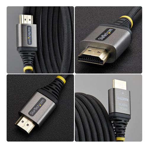 8769d16645cfeb30182faf2c7c212ab669d810d9.jpg Cáp HDMI StarTech.com HDMI2-FLEX-4K60-1M HDMI Type A (Standard) màu đen, Bạc