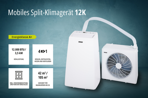 Điều hòa không khí di động Unold Mobiles Split-Klimagerät 12K 86340 57 dB màu trắng