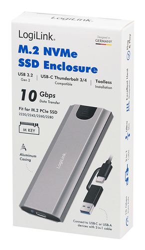 Hộp đựng ổ cứng LogiLink UA0439 Vỏ SSD màu xám M.2