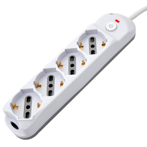Ổ cắm kéo dài Techly IUPS-PCP-410A 1,5 m 4 ổ cắm AC Trong nhà màu xám, màu trắng