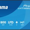 9ae5fcc75995af6fe98a2a77e29c6ee49bbc15a6.jpg Màn hình hiển thị iiyama LH7566UHSB-B1AG Màn hình chỉ dẫn kỹ thuật số 190,5 cm (75") LCD Wi-Fi 800 cd/m² 4K Ultra HD màu đen Bộ xử lý được tích hợp Android 24/7