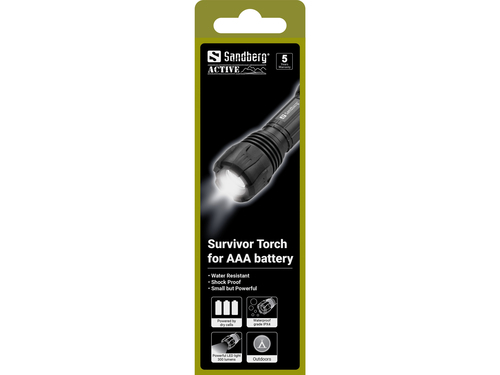 Sandberg Survivor Torch for AAA battery màu đen Đèn pin cầm tay LED