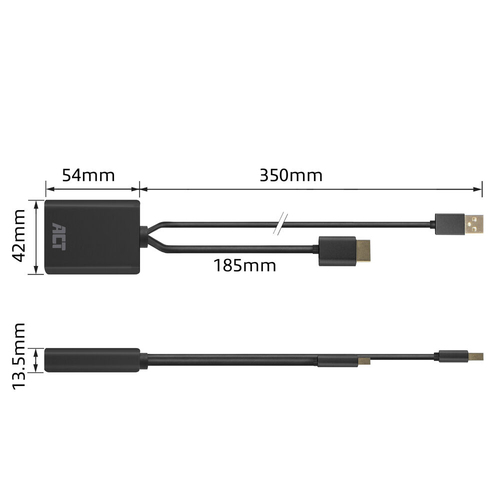 Bộ chuyển đổi cáp video ACT AC7536 0,24 m HDMI + USB DisplayPort màu đen