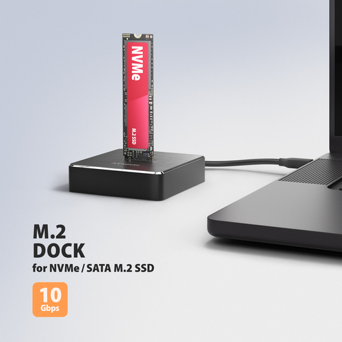 Trạm docking ổ cứng Axagon ADSA-M2C11 USB 3.2 Gen 2 (3.1 Gen 2) Type-C màu đen