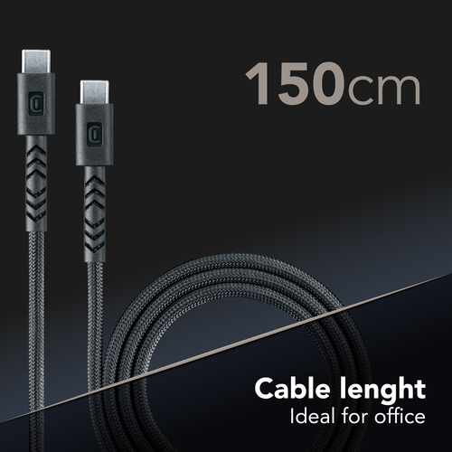 Cáp Cellularline USBDATAUBR5AC2C15K USB 1,5 m USB C 100 W màu đen