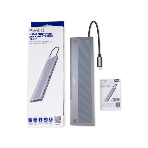 Dock & bộ mở rộng cổng laptop Ewent EW1150 Có dây USB 3.2 Gen 1 (3.1 Gen 1) Type-C Nhôm