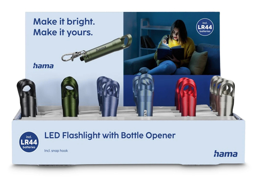 Hama FL4 màu đen, màu xanh lơ, màu xanh lá cây, màu xám, màu đỏ Đèn pin cầm tay LED