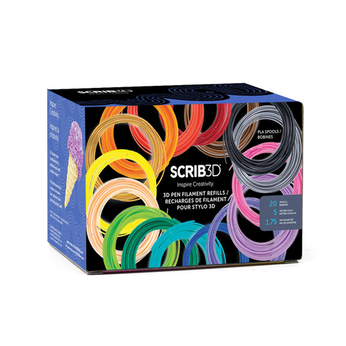 Vật liệu cho máy in 3D 3Doodler Scrib3D - PLA Filament Refills Polylactic acid (PLA) Đa màu sắc