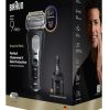 Máy cạo râu Braun Series 9 Pro+ 9660CCPS lưỡi lá Bộ tỉa màu đen, Bạc