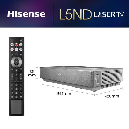 Tivi màn ảnh rộng Hisense 120L5ND Máy chiếu siêu gần 2700 ANSI lumens DLP UHD 4K (3840x2160) màu đen, Bạc Hỗ trợ 3D