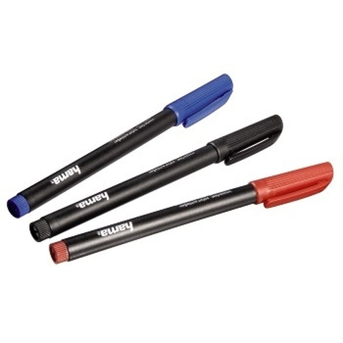 Bút viết trên mọi bề mặt Hama CD-/DVD-ROM Pens, set of 3, black/red/blue màu đen, màu xanh lơ, màu đỏ 3 chiếc