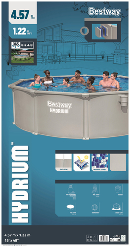 Hồ bơi nổi Bestway 56384 / 26 Hồ bơi gắn khung Vòng tròn 17430 L màu xám