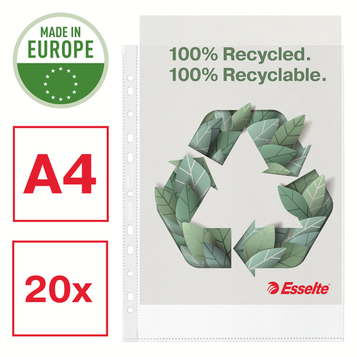 Bìa lá Esselte 628214 / bìa lỗ 210 x 297 mm (A4) nhựa polyproylene 20 chiếc