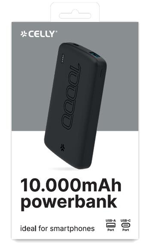 Sạc dự phòng Celly PC2PB10000BK Lithium-Ion (Li-Ion) 10000 mAh màu đen