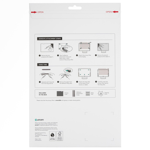 Tấm lọc riêng tư màn hình eSTUFF Privacy Filter 12.1 261 mm x 164 mm 16:10 Supports Touch Screens 31,8 cm (12.5") Laptop Miến dán màn hình chống nhìn trộm không viền