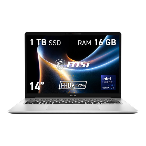 Máy tính xách tay MSI Modern 14S AI+ G3MG-055ES Copilot+ PC Intel Core Ultra 7 355 Laptop 35,6 cm (14") Full HD+ 16 GB DDR5-SDRAM 1 TB SSD Wi-Fi 6E (802.11ax) Windows 11 Home Bạc Tiếng Tây Ban Nha