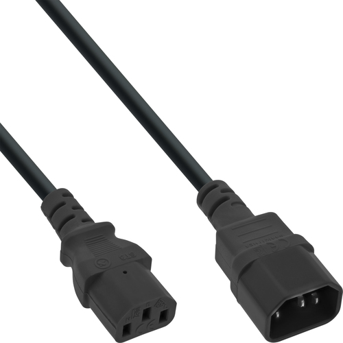 Dây cáp điện InLine B-16631 màu đen 1 m Khớp nối C14 Khớp nối C13
