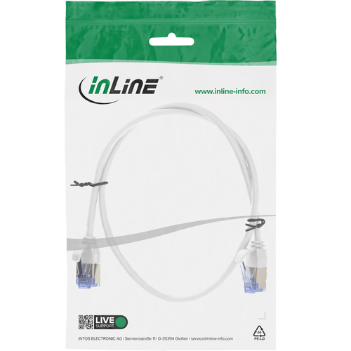 Dây cáp mạng InLine 71922W màu trắng 0,25 m Cat6a U/FTP (STP) Tròn