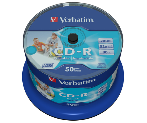 Đĩa CD trắng Verbatim CD-R AZO Wide Inkjet Printable no ID 700 MB 52x 50 chiếc