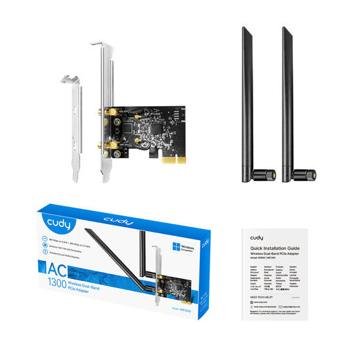 Card mạng Cudy Мрежова карта WE1300, Dual-Band PCI-e, 867 - 400 Mbps Nội bộ 867 Mbit/s