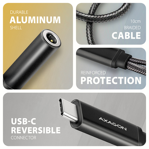 Cáp âm thanh Axagon ADA-HCPD 0,1 m USB-C, 3.5 mm USB-C màu đen