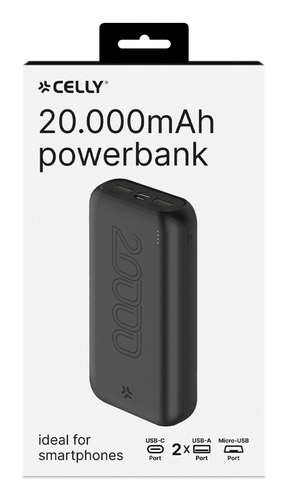 Sạc dự phòng Celly PBE20000CBK Lithium-Ion (Li-Ion) 20000 mAh màu đen