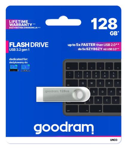 f548d92c7b61a1d356cbb321c41056a4011509f6.jpg Ổ USB flash Goodram USB UNO3-1280S0R11 128 GB USB Type-A 3.2 Gen 1 (3.1 Gen 1) Bạc