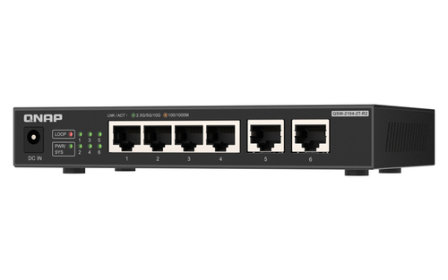 Switch mạng QNAP QSW-2104-2T-R2 Không quản lý 10G Ethernet (100/1000/10000) Máy tính để bàn màu đen