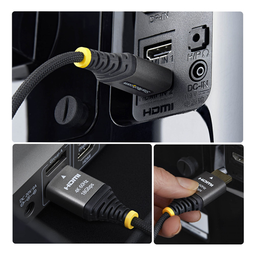 f63ef2309d9fd86cd2fbeb15ba5b6e89b8286e75.jpg Cáp HDMI StarTech.com HDMI2-FLEX-4K60-1M HDMI Type A (Standard) màu đen, Bạc