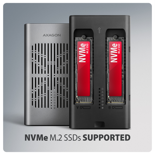 Trạm docking ổ cứng Axagon EEM2-20GD USB 3.2 Gen 2 (3.1 Gen 2) Type-C màu đen, màu xám