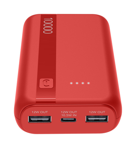 Sạc dự phòng Cellularline PBENTRYCOL10000R Lithium 10000 mAh màu đỏ