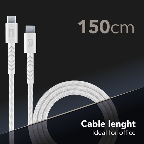 Cáp Cellularline USBDATAUBR5AC2C15W USB 1,5 m USB C 100 W màu trắng