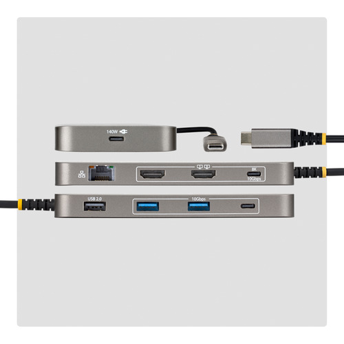 Dock & bộ mở rộng cổng laptop StarTech.com 318B-USB4MULTIPORT Có dây USB4 màu xám
